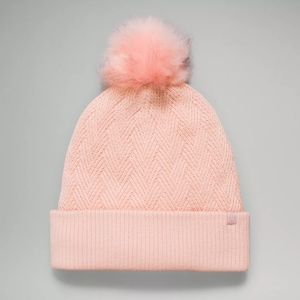 NEW Lululemon Chevron Knit Pom Beanie in Pink Mist